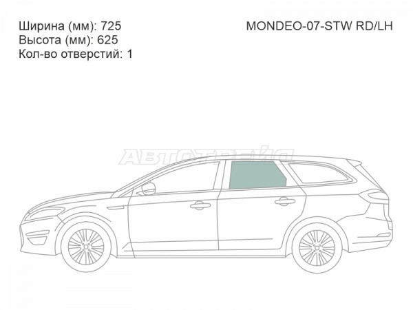 Стекло боковое опускное (Сзади / Слева / Цвет зеленый) Ford Mondeo 07-15