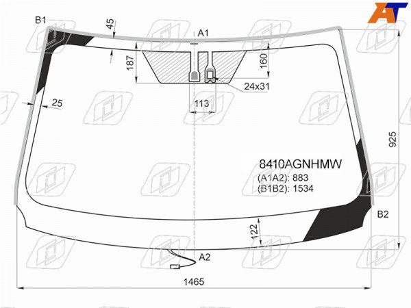 Стекло лобовое (Обогрев щеток / Датчик дождя / Молдинг) Toyota RAV4 (XA40) 12-19