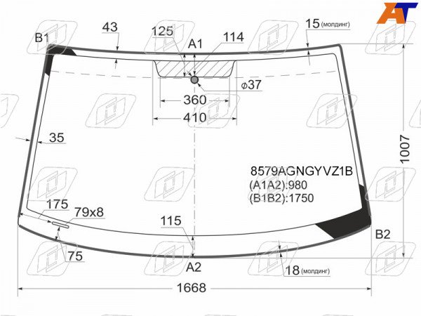 Стекло лобовое (Молдинг) Volkswagen Transporter 03-15  / Caravelle 03-15