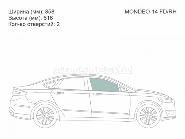 Стекло боковое опускное (Спереди / Справа / Цвет зеленый) Ford Mondeo 14-19
