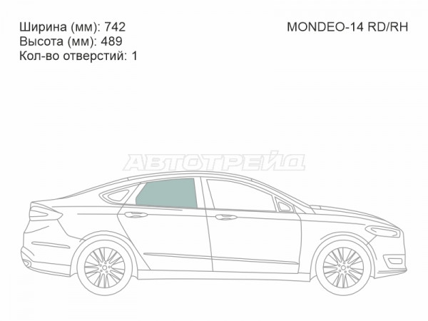 Стекло боковое опускное (Сзади / Справа / Цвет зеленый) Ford Mondeo 14-19