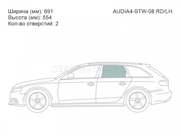 Стекло боковое опускное (Сзади / Слева / Цвет зеленый) Audi A4 08-15  / A4 allroad quattro 09-16