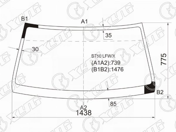 Стекло лобовое Ford Ranger USA 97-11  / Mazda BT-50 06-12