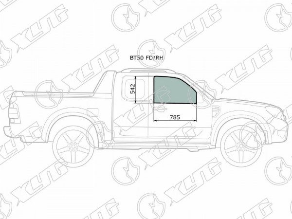 Стекло переднее правое опускное FORD RANGER /MAZDA BT50 PICKUP 2 /4D 06-11