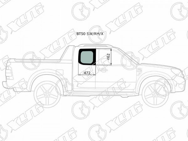Стекло кузова (собачник) заднее правое FORD RANGER /MAZDA BT50 PICKUP 2D 06-11