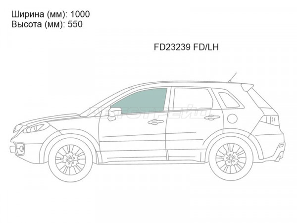 Стекло боковое опускное (Спереди / Слева / Цвет зеленый) Acura RDX 06-12