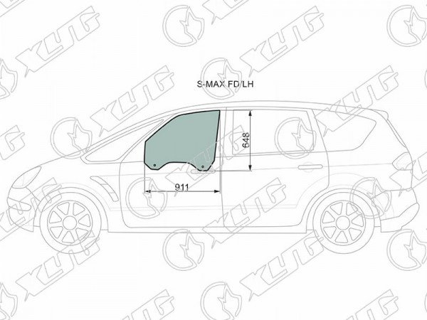 Стекло боковое опускное (Спереди / Слева / Цвет зеленый) Ford S-MAX 06-15