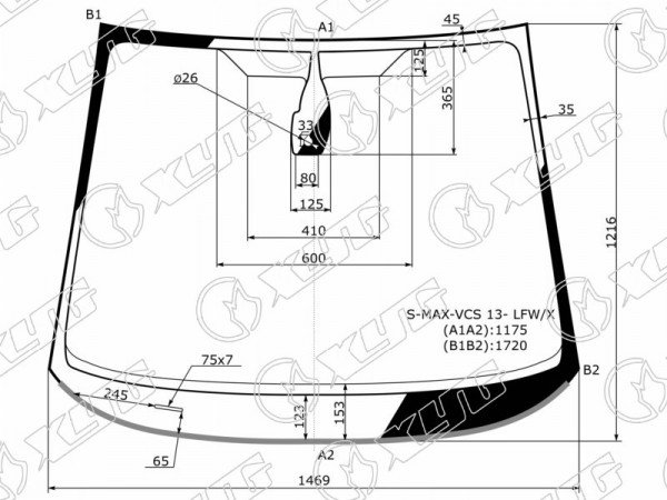 Стекло лобовое + дд (каплевидный) FORD S-MAX 13-15