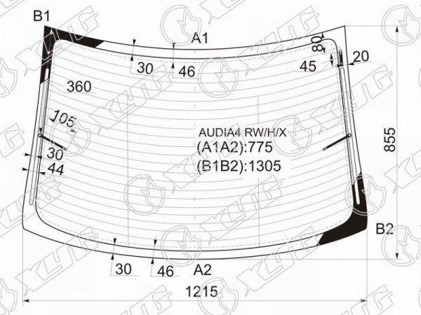 Стекло заднее с обогревом AUDI A4 /S4 4D 94-01