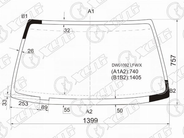 Стекло лобовое FORD TEMPO 87-94