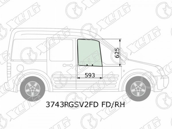 Стекло переднее правое опускное FORD TOURNEO TRANSIT CONNECT 02-13