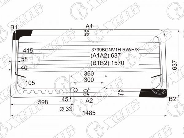 Стекло заднее (Цвет зеленый / Обогрев) Ford Transit 00-14