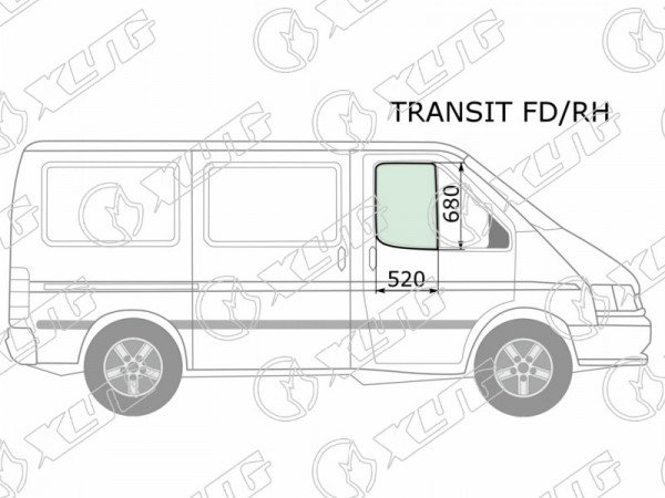 Стекло переднее правое опускное FORD TRANSIT 86-00