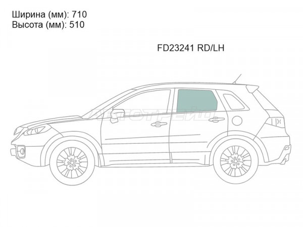 Стекло боковое опускное (Сзади / Слева / Цвет зеленый) Acura RDX 06-12