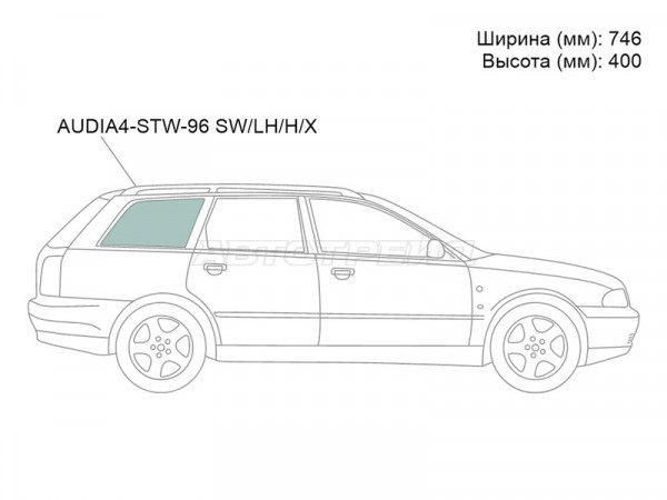 Стекло кузова боковое (не опускное) (Справа / Цвет зеленый) Audi A4 94-01  / S4 97-01