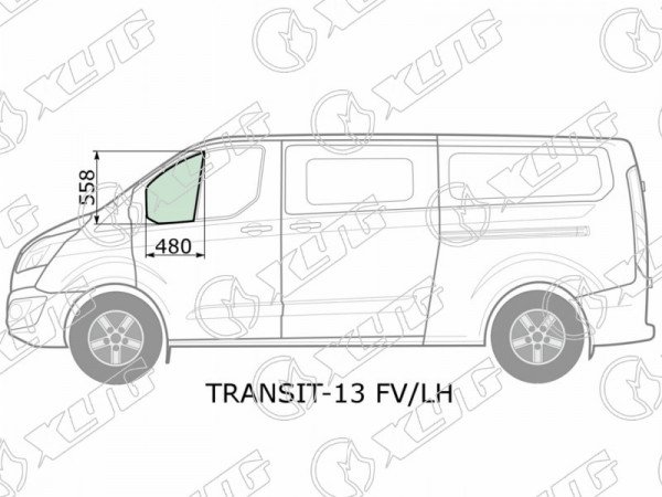 Стекло форточки (уголок) переднее левое FORD CUSTOM TRANSIT VAN 13-