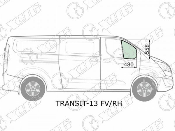 Стекло форточки (уголок) переднее правое FORD CUSTOM TRANSIT VAN 13-