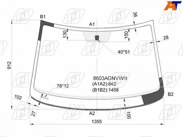 Стекло лобовое (Молдинг) Volkswagen Polo 09-15