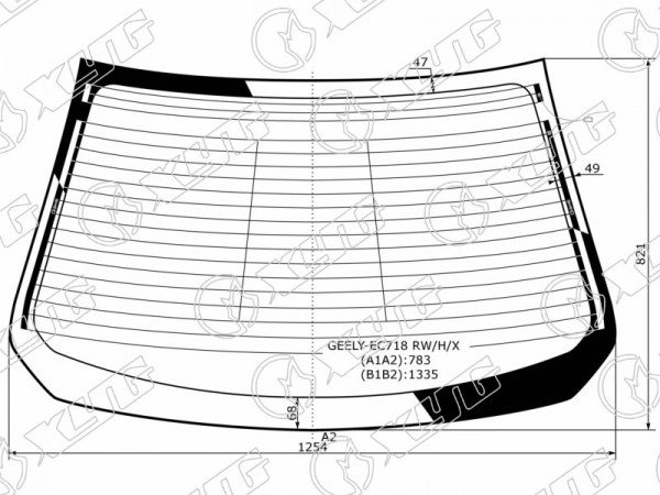 Стекло заднее с обогревом GEELY EMGRAND EC7 4D 09-16