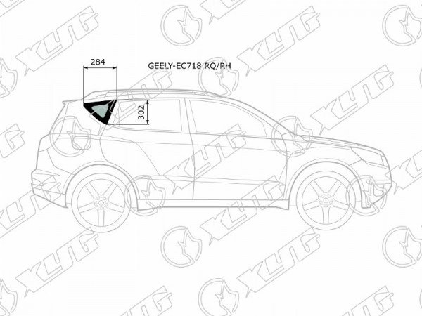 Стекло форточки (уголок) задней правой двери GEELY EMGRAND EC7 4D 09-16