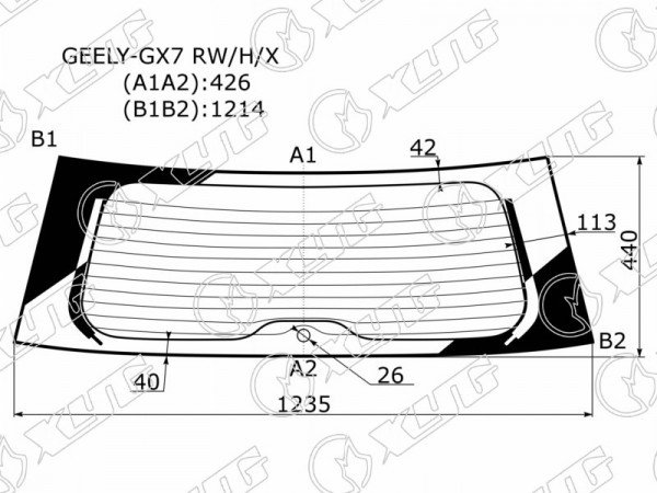Стекло заднее с обогревом GEELY EMGRAND X7 12-18