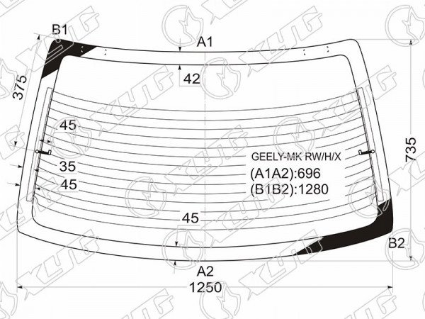 Стекло заднее с обогревом GEELY MK 4D 06-15