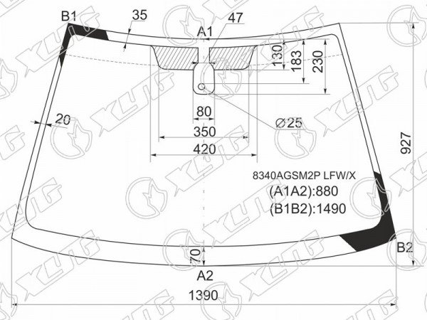 Стекло лобовое (Датчик дождя) Toyota Corolla (E120) 00-07  / Corolla Fielder 00-06