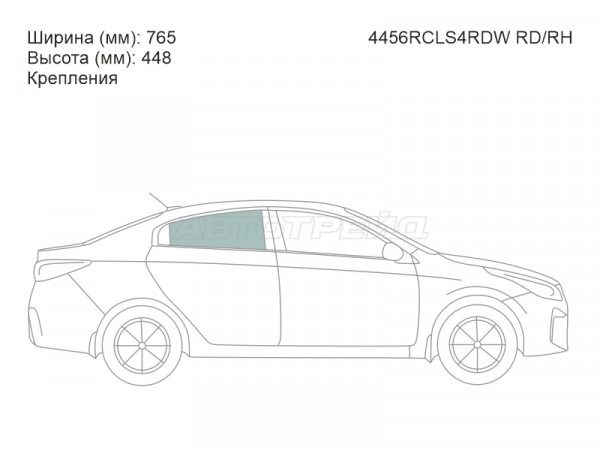 Стекло боковое опускное (Сзади / Справа / Без оттенка / Крепления) Kia Rio 16-22  / Solaris KRS 24-