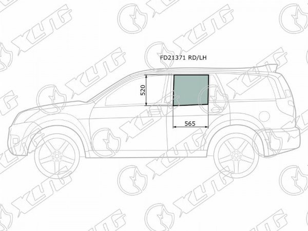 Стекло заднее левое опускное GREAT WALL HOVER 05- / ISUZU AXIOM 02-04