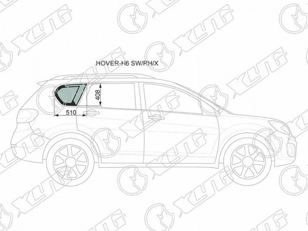 Стекло кузова (собачник) заднее правое GREAT WALL HOVER H6 11-