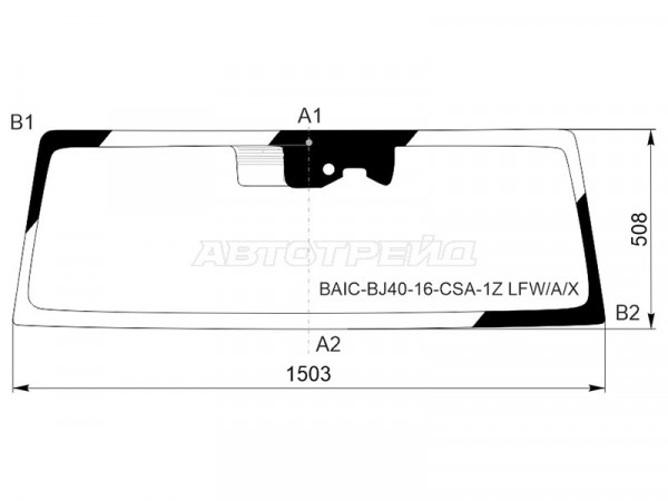 Стекло лобовое (Антенна / Камера / Датчик дождя) BAIC BJ40 16-