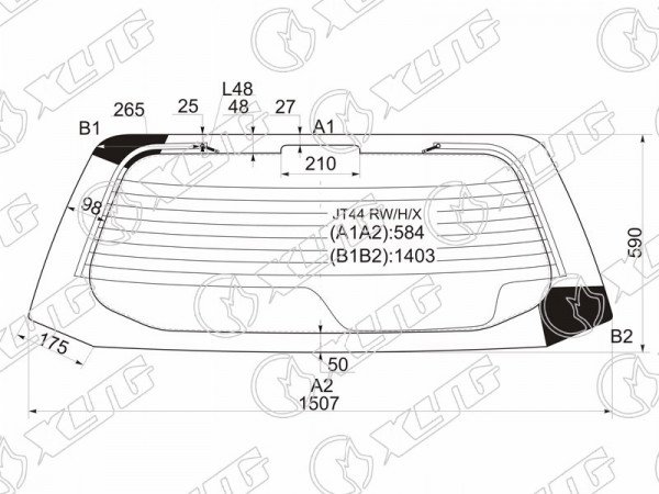 Стекло заднее с обогревом MITSUBISHI DINGO 98-02 /HAFEI SIMBO 06-08