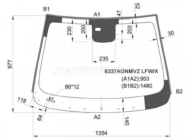 Стекло лобовое (Датчик дождя / Молдинг) Opel Mokka 12-19  / Buick Encore 12-22