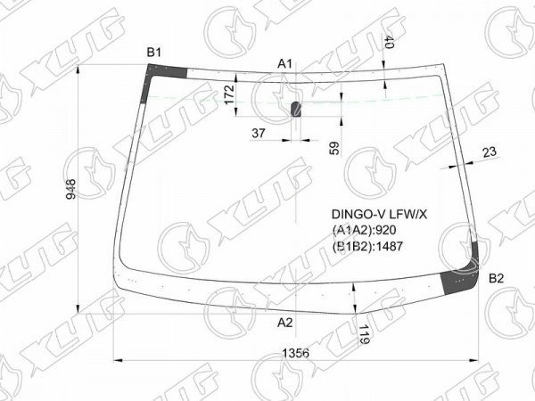 Стекло лобовое MITSUBISHI DINGO 98-02 /MITSUBISHI DION 00-05 /HAFEI SIMBO 06-08