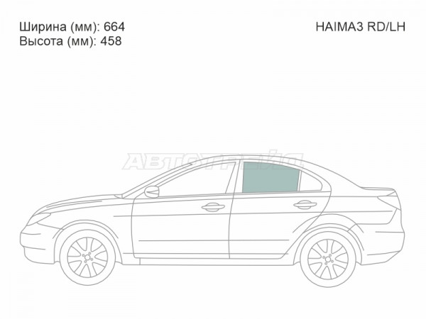 Стекло боковое опускное (Сзади / Слева / Цвет зеленый) Haima 3 11-13