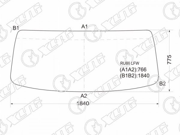 Стекло лобовое в резинку TOYOTA DYNA TOYOACE 99-11 /HINO DUTRO 99- /HINO 300 5,5т 07-