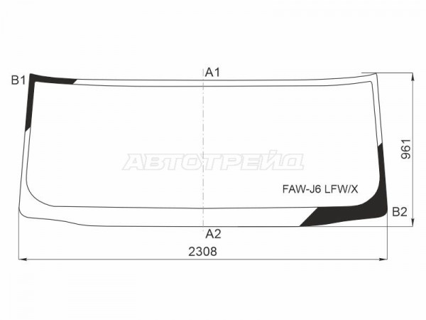 Стекло лобовое FAW J6 (CA3250) 13-  / J6 (CA3310) 13-