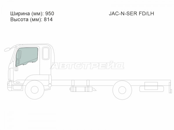Стекло боковое опускное (Спереди / Слева / Цвет зеленый / Крепления) FAW JK6 15-  / Kamaz 43082 (COMPAS-12) 22-