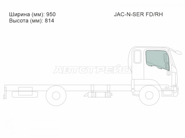 Стекло боковое опускное (Спереди / Справа / Цвет зеленый / Крепления) FAW JK6 15-  / Kamaz 43082 (COMPAS-12) 22-