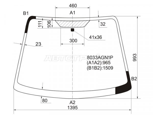 Стекло лобовое (Зеркало под Японскую сборку) Suzuki SX4 06-16  / Fiat Sedici 06-11