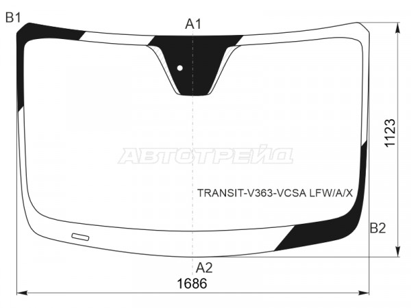 Стекло лобовое (Антенна / Датчик дождя) Ford Transit (China) 23-