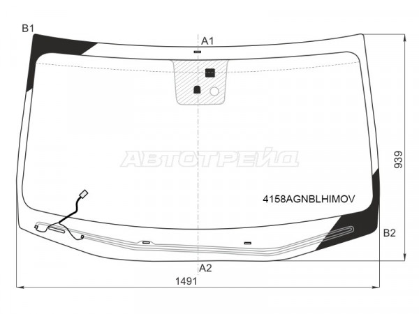 Стекло лобовое (Обогрев щеток / Датчик дождя / Молдинг) Hyundai Genesis 14-17