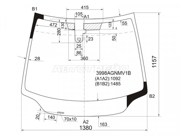 Стекло лобовое (Датчик дождя / 3 /5D HBK) Honda Civic 05-12  / Civic USA 05-08
