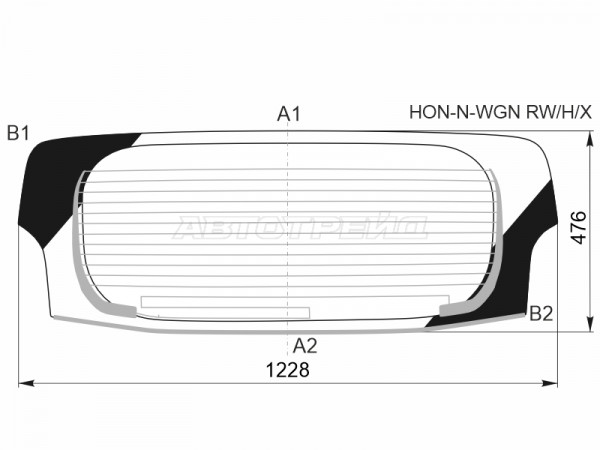 Стекло заднее (Цвет зеленый / Обогрев / Молдинг) Honda N-WGN 13-19