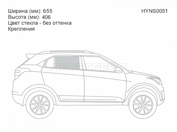 Стекло боковое опускное (Сзади / Справа / Без оттенка) Hyundai Creta 15-21
