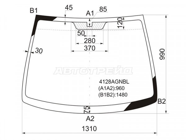 Стекло лобовое Hyundai Click 02-11  / Getz 02-11