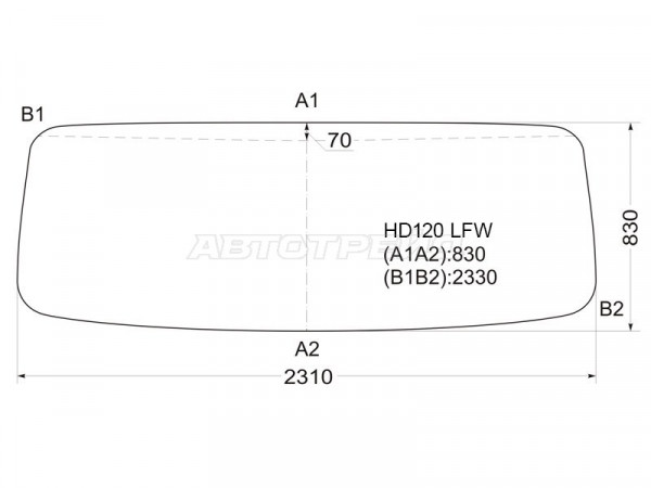 Стекло лобовое Hyundai HD170 97-18  / HD250 97-18
