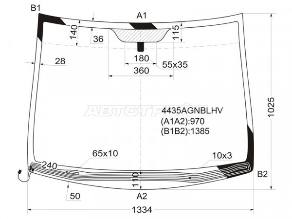 Стекло лобовое (Обогрев щеток) Hyundai ix20 10-19  / Kia Venga 10-17