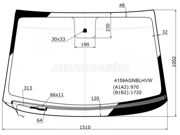 Стекло лобовое (Обогрев щеток) Hyundai Tucson 15-21