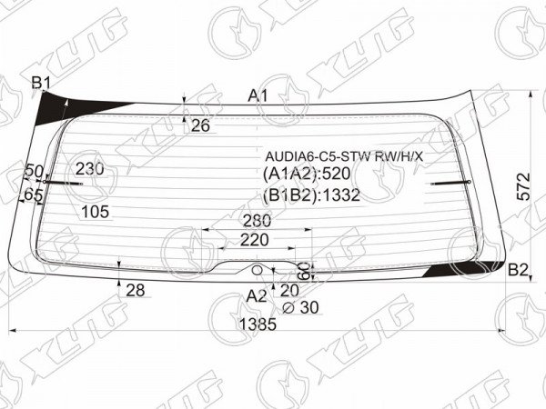 Стекло заднее с обогревом AUDI A6 ALLROAD 5D 00-06 /AUDI A6 (C5) 5D-97-04